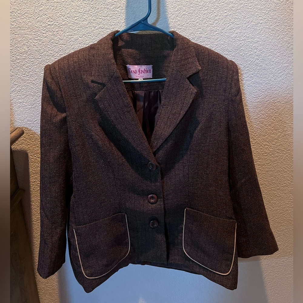 Women’s Blazer Multi-Brown, Pockets, Shoulder Pads, 3 Buttons, Fully Lined NoTag